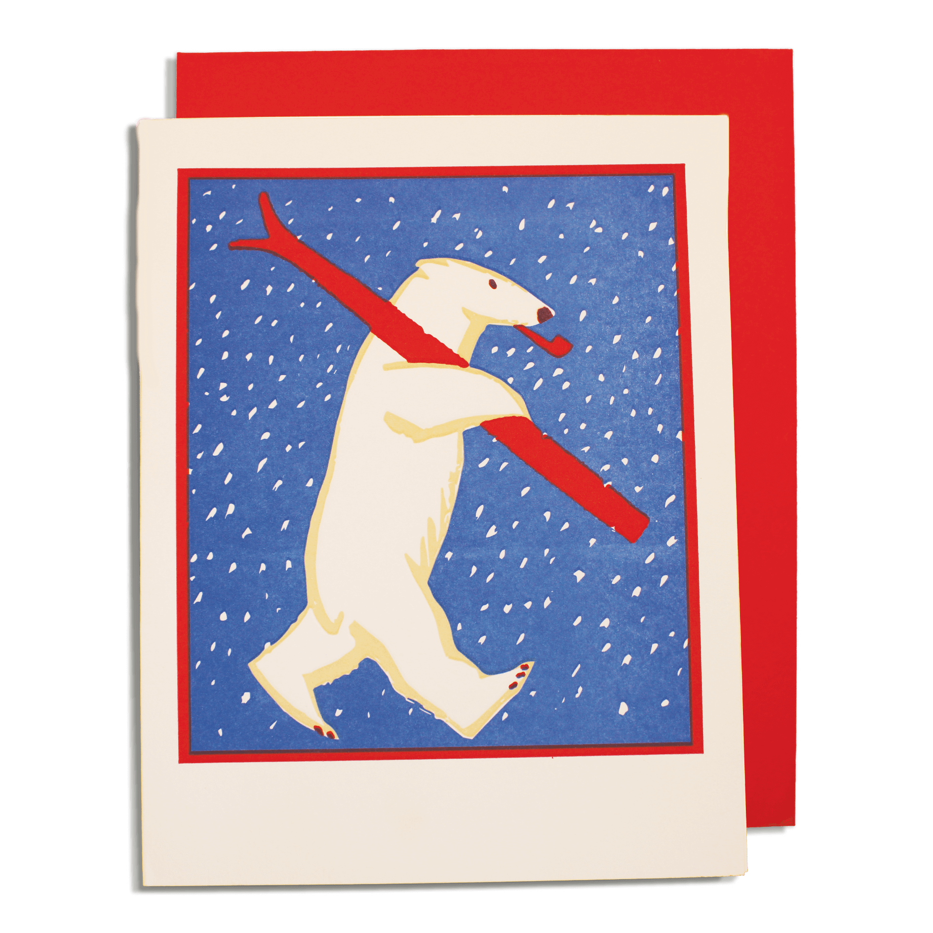Christmas Skiing Polar Bear (pack of 5) - Letterpress Cards - from Archivist Gallery 