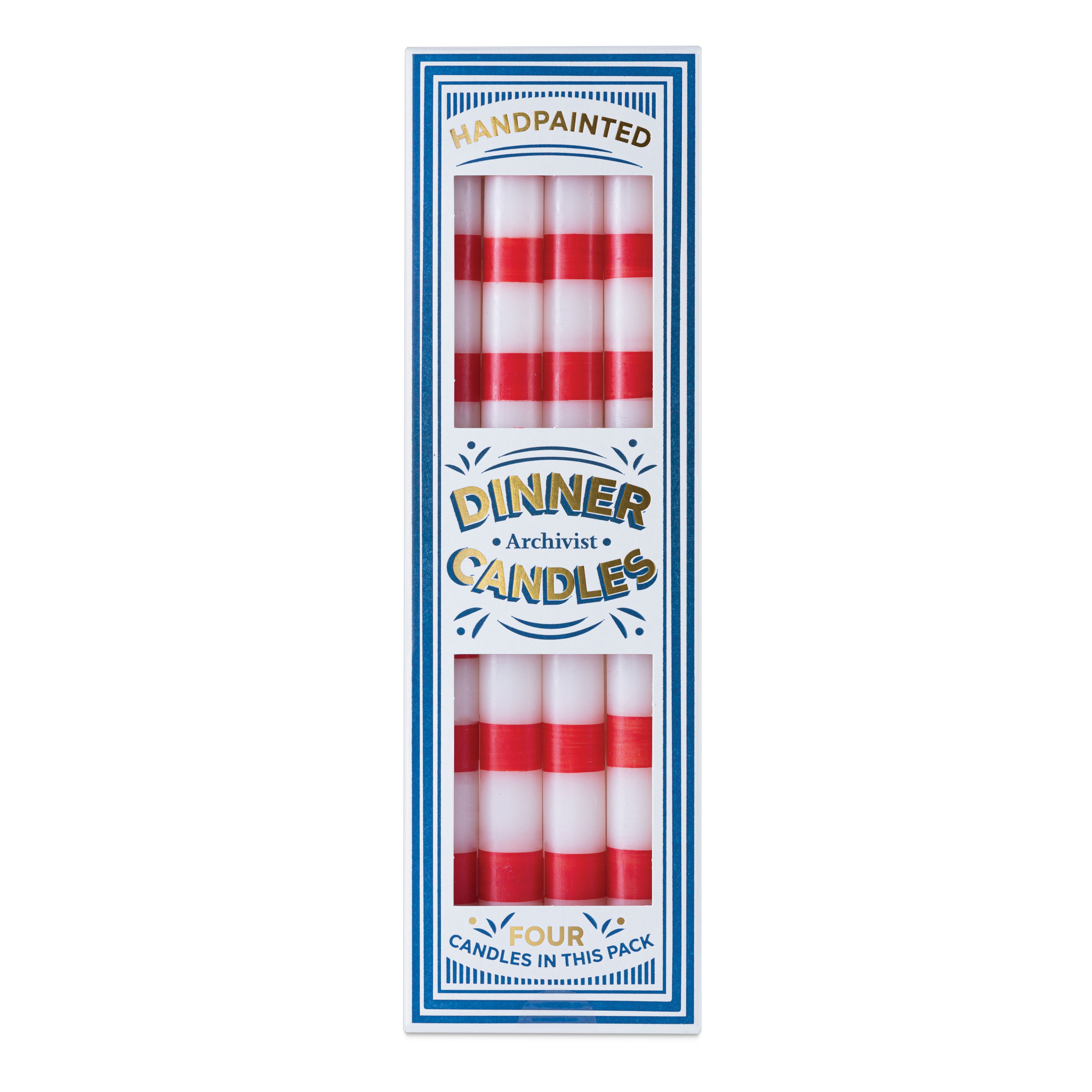 Red Stripe Dinner Candles Box of 4 - All Candles - Archivist - from Archivist Gallery 