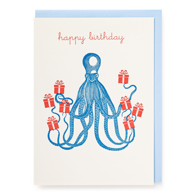 Octopus Birthday - Letterpress Cards - Jason Falkner - from Archivist Gallery