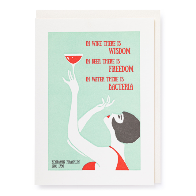 Wine and Wisdom - Letterpress Cards - from Archivist Gallery