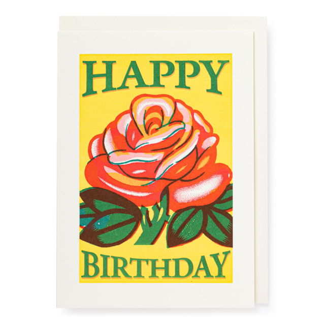 Happy Birthday rose - Letterpress Cards - from Archivist Gallery